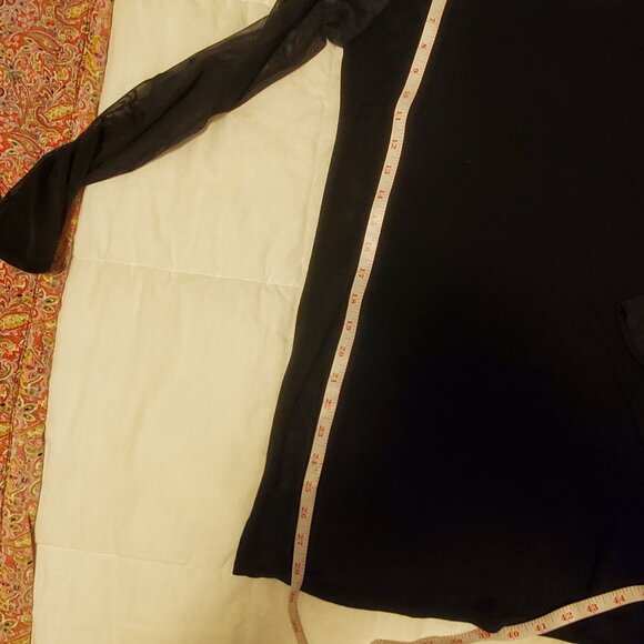 Black Simply Paka Bamboo and Lycra Top With Sheer Long Sleeves and Neck - Picture 7 of 9